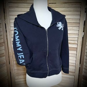 Tommy Jeans Navy Hoodie 3/4 Length Sleeve Sz Large